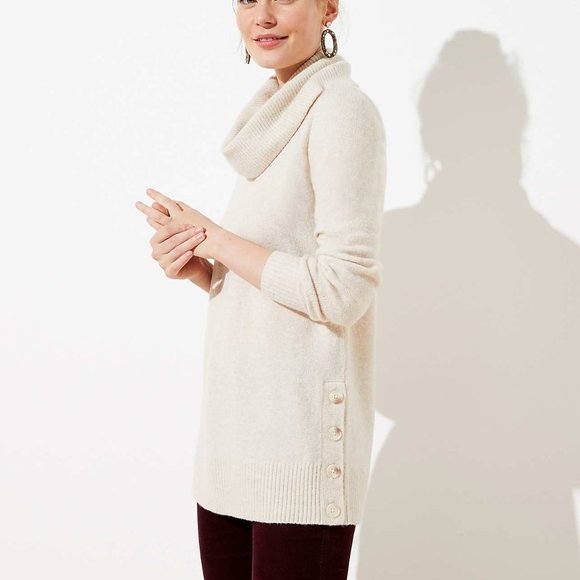 NWT LOFT SIDE BUTTON COWL TUNIC SWEATER - Picture 1 of 5